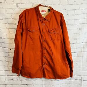 Wrangler Shirt Mens 2XL Orange Button Down Long Sleeve Cotton Western